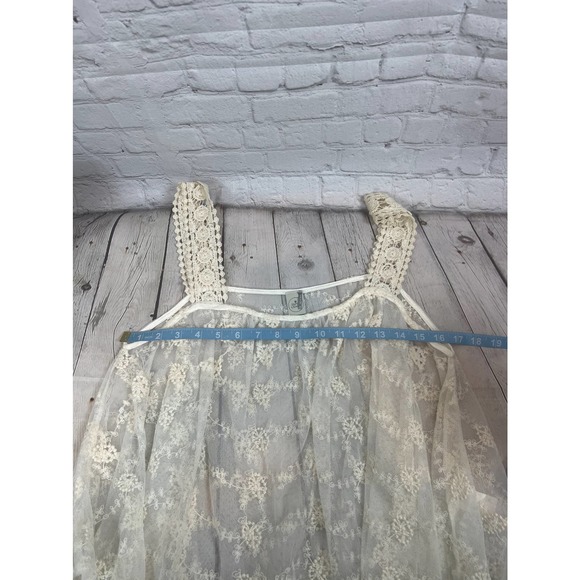 Paper Crane Sheer Cream Lace Embroidered Tank Top Boho Festival Womens Small - Picture 7 of 8